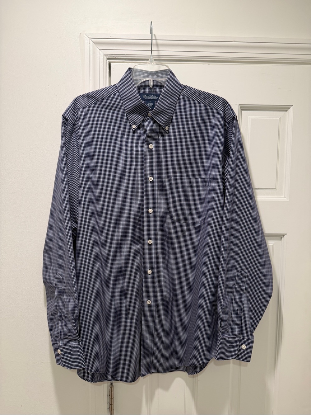 Brooks Brothers Navy and White Micro-Check Dress Shirt